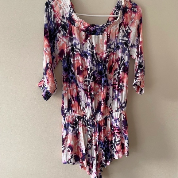 Womens Tye Dye Romper/ Jumpsuit Size S/P Color Pink - Picture 3 of 13